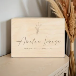 memorybox met naam en datum minimalistisch